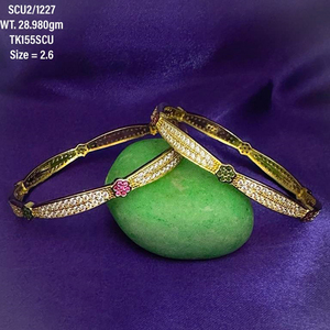 2023 สไตล์ใหม่อัญมณีกําไลข้อมือสีชมพูสีเขียวCubic Zirconชุดอินเทรนด์ 925 เงินสเตอร์ลิง 18K Gold Platedสร้อยข้อมือคู่สําหรับสุภาพสตรี - Product Image 4