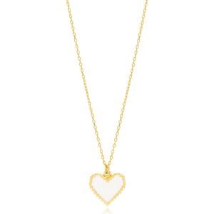 Colgante de diseño de corazón delicado de esmalte blanco, venta al por mayor turca, joyería artesanal de Plata de Ley 925 - Product Image 1