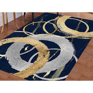 <b>Gold</b> and Silver Rings Rug: Contemporary Indoor/Outdoor Decor,With Pile Soft Rug - Product Image 5