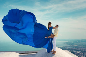 Nouveauté Santorini bleu royal, nouveau design, séance photo sans manches, robe longue et fluide pour femmes - Product Image 2