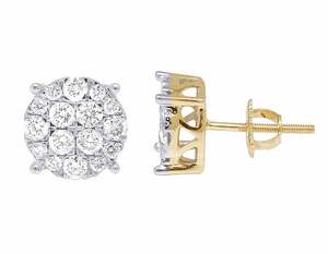 Cluster Hip Hop Bijoux glacés Boucles d'oreilles en diamant rond Moissanite en argent sterling S925 - Product Image 3