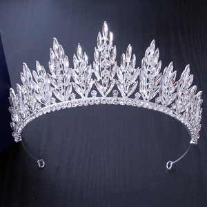 Logo personnalisé feuilles cristaux mariée <span class=keywords><strong>mariage</strong></span> diadème OEM/ODM couronnes de princesse pour Quinceanera strass couronne décorative en métal - Product Image 5