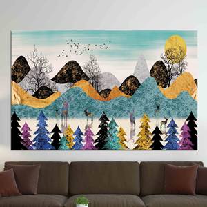 Impression sur toile Forêt abstraite : Art décoratif moderne de paysage montagneux, TOILE ENVELOPPEE - Product Image 1