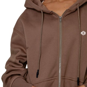 เสื้อฮู้ดซิปเต็มตัวลำลองสำหรับผู้หญิง ขายส่ง ผ้าฝ้ายฟลีซ รับทำโลโก้ตามสั่ง ผลิตแบบ OEM & ODM แบรนด์ส่วนตัว เสื้อผ้าสตรีทแวร์ - Product Image 6