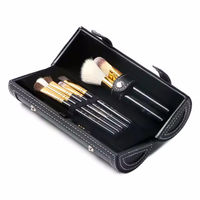 Manche en bois noir fond de teint lèvres Kit de pinceaux cosmétiques avec support étui à gobelet miroir professionnel 9 pièces ensemble de pinceaux de maquillage