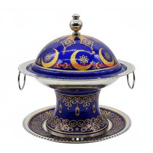 Arabic Style Metal Dates Bowl With <b>Lid</b> & Handles <b>Decorative</b> Dry Fruit Serving Dish For Ramadan & Moroccan Design Candy Container - Product Image 4