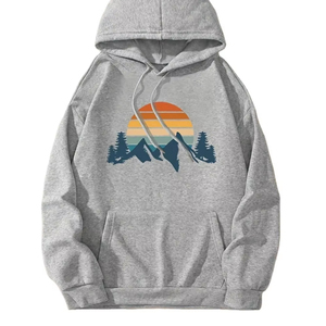 Sudadera con capucha para mujer con estampado de Mountain & Sun Sudadera con cordón elegante con bolsillo de canguro espacioso Sudadera súper suave para Casual Chic - Product Image 1