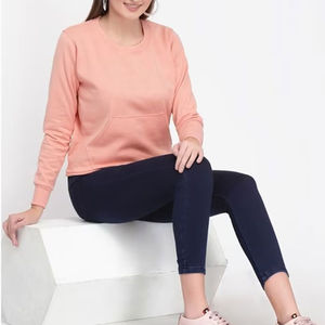 Sudadera de mujer de manga larga de algodón con logotipo personalizado de alta calidad, sudadera informal transpirable sostenible superventas para mujer - Product Image 5