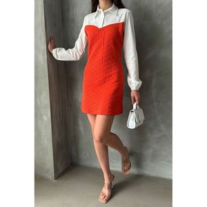 Arm and <b>Upper</b> Chest Poplin Knee-Length Wholesale Dress - STONE - Product Image 1
