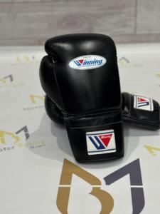 Gants de boxe gagnants de qualité supérieure Gants de sparring d'entraînement en cuir véritable noir Style à lacets - Product Image 5