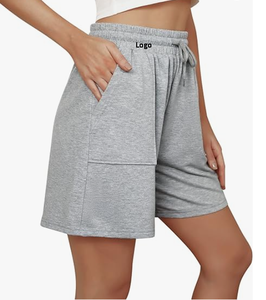 Short de survêtement en coton coupe skinny pour femme Short de salon de course athlétique d'été décontracté avec cordon de serrage à la taille et aux poches - Product Image 2