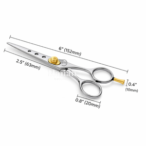 Ciseaux de coiffure professionnels de 6,5 pouces en acier inoxydable, ciseaux de barbier avec lame ventilée, vis dorée, outil de salon OEM - Product Image 5