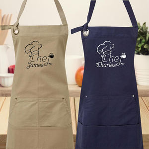 Delantal ajustable de lino y algodón puro de la mejor calidad, delantal de cocina de lujo moderno con logotipo - Product Image 1