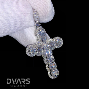Iced VVS Moissanite <b>Cross</b> Charm <b>Pendant</b> Unique Charms Design 925 Sterling <b>Silver</b> Luxury Certified Hip Hop Religious <b>Pendant</b> - Product Image 3