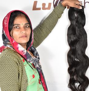 Máquina de doble trama de onda del cuerpo Natural negro suelto onda profunda cabello humano crudo barato virgen cutícula alineada extensiones de paquete indio - Product Image 1