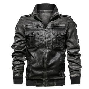 Nuevas chaquetas de cuero de talla grande con cremallera y cuello levantado para hombre, chaqueta de cuero para motocicleta, chaqueta impermeable - Product Image 3