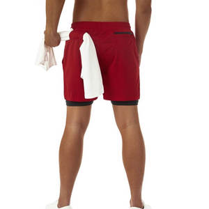 Short de sport pour homme Short de sport décontracté taille moyenne avec cordon de serrage et poches zippées Short de sport à doublure - Product Image 2