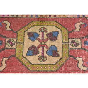 Alfombra de lana de retazos rojo y azul tradicional, alfombras turcas de 1,6x3,2 pies, alfombra para sala de estar con respaldo de látex para decoraciones de pasillo - Product Image 5