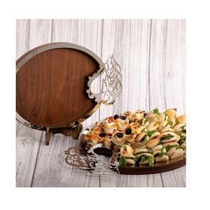 Plateau de service à dessert en bois fait à la main Design fantastique Forme ronde Plateau de dates du Ramadan au prix le plus bas - Product Image 5