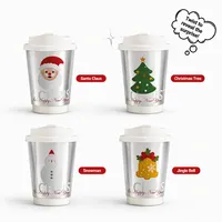 Gobelet à café interactif en papier à double paroi avec motif révélateur rotatif, jetable, écologique, pour café de Noël