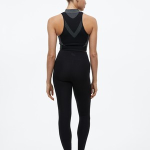 Pantalones de chándal ajustados negros para mujer, para entrenamiento, correr, con cordón en la cintura, pantalones de chándal de gran tamaño lisos en blanco - Product Image 5