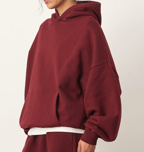 Sudadera con capucha de gran tamaño de algodón para mujer 2025, logotipo personalizado bordado, ajuste holgado, sudadera de lana con capucha lisa, ropa de calle para invierno - Product Image 2