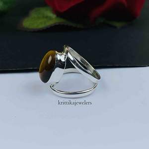 แหวนค็อกเทลพลอยตาเสือทรงรีตัดวงรีแบบคลาสสิกของผู้ผลิตขายส่ง925แข็งตัวเรือนเงินแท้สำหรับงานแต่งงาน - Product Image 4