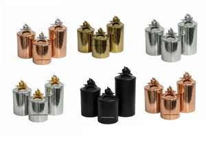 Artisanal Rose Gold Stainless Steel Hammered Canisters European Style Buckle <b>Lid</b> Stylish Countertop Eco-Friendly Food Storage - Product Image 6