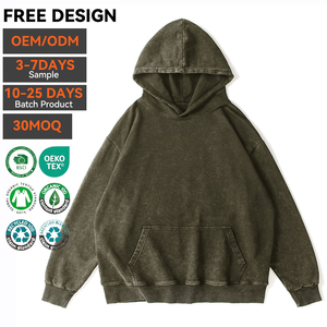 Sudadera con Capucha Personalizada, Bordada, de Invierno, con Efecto Deslavado, Cortavientos, Ecológica, Forrada, de Algodón Grueso de 420 g/m² - Product Image 1