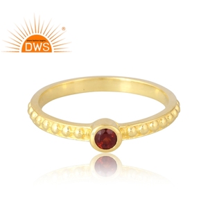 Latest Selling 925 Sterling <b>Silver</b> 18K Gold Plated Natural <b>Garnet</b> Gemstone <b>Ring</b> Demi Fine Jewelry Manufacturer - Product Image 2