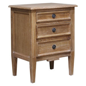 Meubles de chambre à coucher de style ancien et héritage Table de chevet classique à 3 tiroirs en bois massif de haute qualité - Product Image 5