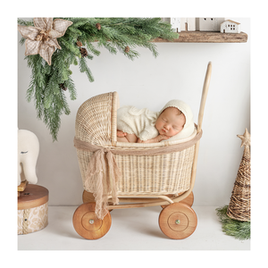 Tự Nhiên Mây Pram Toddler Đồ Chơi Dễ Thương <span class=keywords><strong>Wagon</strong></span> Xe Đẩy Cho Búp Bê Trẻ Em Xe Đẩy Đồ Chơi Tùy Chỉnh Thiết Kế Đặt Hàng Búp Bê Prams - Product Image 1