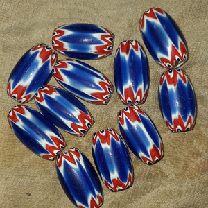 Handmade Chevron Lampwork Glass <b>Beads</b> Unique One-of-a-Kind <b>Loose</b> Nature Crystal One Strand Product - Product Image 1