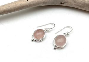 Boucles d'oreilles classiques bijoux pour femmes argent Boho Style bijoux 925 argent Sterling Rose Quartz pierres précieuses boucles d'oreilles faites à la main cadeau - Product Image 2