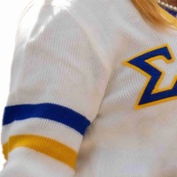 Suéter Unisex Sorority SGRho, Cuello en V, Blanco, Tejido de Punto, Informal, Poliéster y Algodón, Transpirable, Otoño Invierno, Bordado, 360g