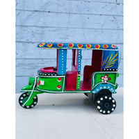 Fabriqué à la main en bois Taxi pousse-pousse Miniature modèle Vintage décoratif à la main pièce de collection pour le bureau à domicile et le cadeau