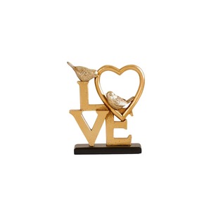 Centre de table romantique en forme de cœur d'oiseau plaqué or de luxe, pièce maîtresse pour le salon, le bureau, cadeau, décoration - Product Image 2