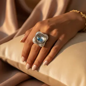 Bague tendance en argent sterling plaqué rhodium (certifiée GRS, or rose et plaqué 18 carats) - Product Image 2