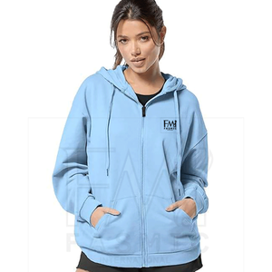Sweat à capuche à col roulé 100% coton pour femmes maillot chaud uni hiver avec fermeture à glissière patchs personnalisés et logo avant de Sialkot - Product Image 4