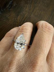 Elegant Pear Cut Lab Grown Diamond <b>Ring</b> for Women Engagement Wedding Fine Jewelry Designer Bridal Gift <b>Statement</b> <b>Ring</b> - Product Image 2