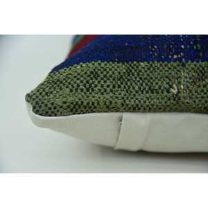 Coussin en laine patchwork Kantha motif vintage multicolore Coussin décoratif tissé 12x24 pouces - Product Image 4