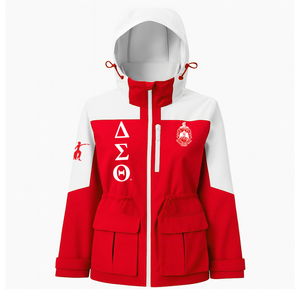 Delta | Sigma | Theta Sorority Rain <b>Jacket</b> Soft Shell Hooded <b>Jacket</b> High Quality <b>Women's</b> <b>Waterproof</b> <b>Packable</b> Rain Shell - Product Image 1