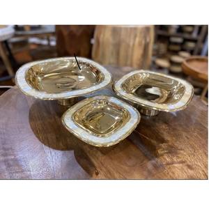 Juego de Tazones Grandes para Cocina, Tazón Decorativo con Incrustaciones de Nácar, Acero Inoxidable Chapado en Oro, Ecológico, Estilo Americano - Product Image 3