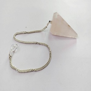 Venta al por mayor de péndulo de cristal de cuarzo rosa facetado piedra semipreciosa Natural para Reiki curación radiestesia péndulo de piedras preciosas en venta - Product Image 1