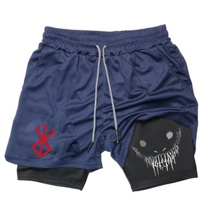 Shorts de compression décontractés pour hommes, entraînement physique, taille élastique, tricot, séchage rapide, respirant, course à pied, poche double couche pour serviette - Product Image 3