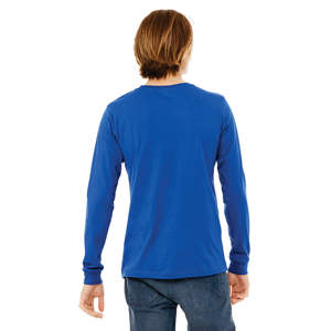 Royal Comfort: 100% Airlume Combed Cotton Long Sleeve Crew Neck <b>T</b>-<b>Shirt</b> - <b>True</b> Royal Blue, <b>Classic</b> Softness - Product Image 3