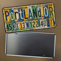 Letrero Metálico Retro de Portland, Placa de Matrícula Vintage, Letrero de Metal Rústico y Divertido, Decoración de Pared de Garaje Estilo Antiguo