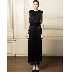 Top vente femmes longue robe IVY MIDI robe longue frange robe 90% coton, 10% Polyester femmes vêtements élégant étiquetage privé - Product Image 4