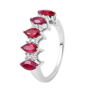 Bague pour femme Shah Gems en argent sterling 925 avec rubis naturel, topaze blanche, diamants taille marquise et ovale, bijoux en platine pour usage quotidien - Product Image 2
