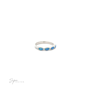 Bague Opale Bleue Empilable Avec Pierres Marquise - Product Image 1